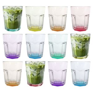 Argon Tableware Panelled Glass Tumblers with Coloured Base - 285ml - Pack of 12