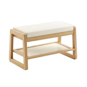 Lauft White Wooden Shoe Storage Cabinet Bench Organiser Cupboard 2-Tier Bamboo