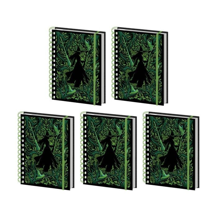 5pk Wicked 2 Elphaba Wiro Spiral Writing Notebook Lined Pages A5 21x16cm