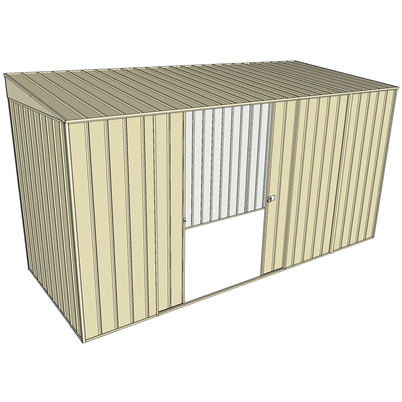 Build-a-Shed 1.5 x 3.7 x 2m Double Hinged Side Door Skillion Shed - Cream thumbnail 2
