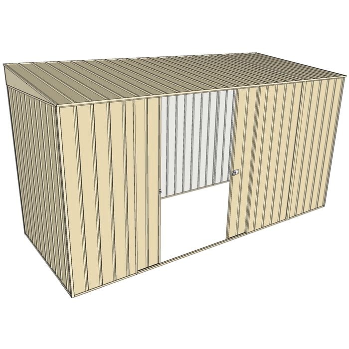 Build-a-Shed 1.5 x 3.7 x 2m Double Sliding Side Door Skillion Shed - Cream