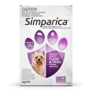Simparica Purple For Extra Small Dogs (2.6-5kg) – 3 Pack