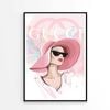Lady With Pink Hat Fashion Store Art   Print 100% Australian Made 90 x 120cm   (Poster)