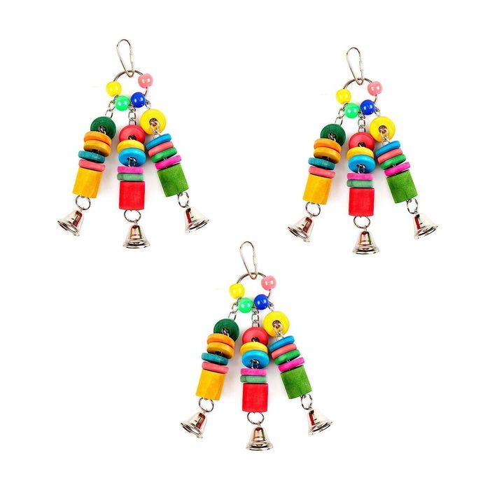 YES4PETS 3 x Small Hanging Bird Parrot Parakeet Cockatiel Budgie Bell Toy