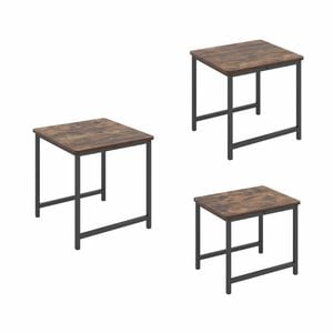 Costway Coffee Tables 3 Modern Side End Metal Mid Century Brown