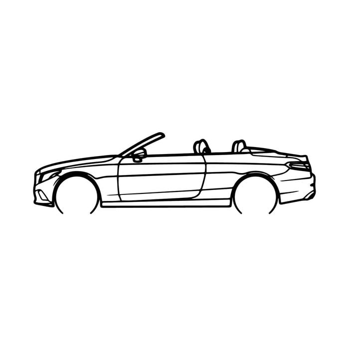 Ignite Laser Mercedes Benz C300 Convertable Silhouette Metal Wall Art Rustic Metal 23.6inch/60cm