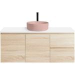 CIBO 1200mm Coast Veneer Nordic Wall Hung Bathroom Vanity with Pale Pink Countertop Basin