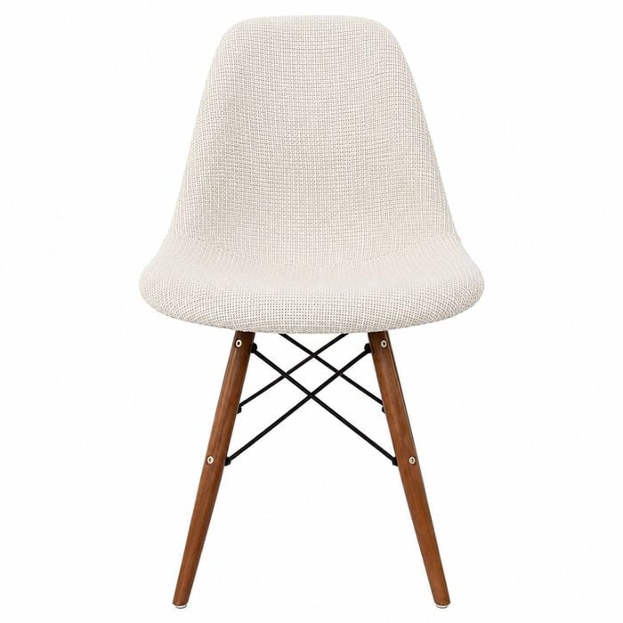SK Designer Living | Replica Eames DSW Eiffel Chair | Fabric & Walnut - Texture Ivory