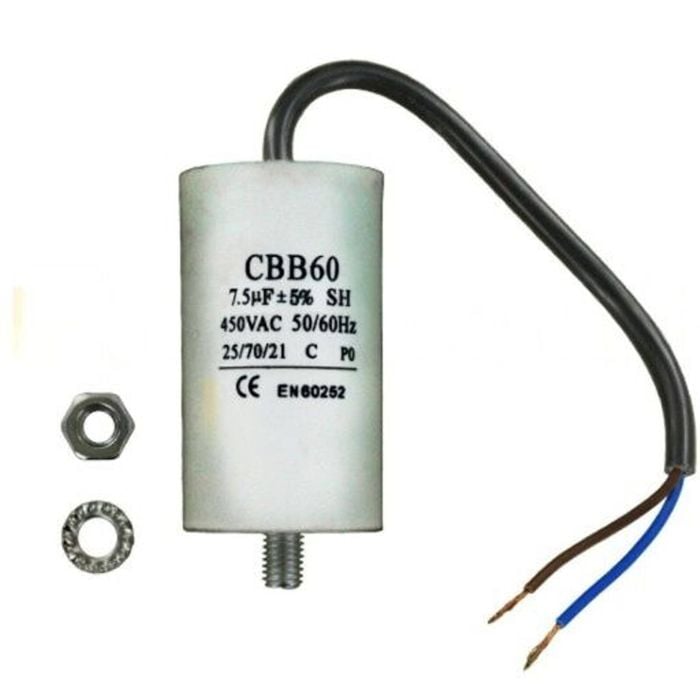 Motor Start 7uF Capacitor with wires attached