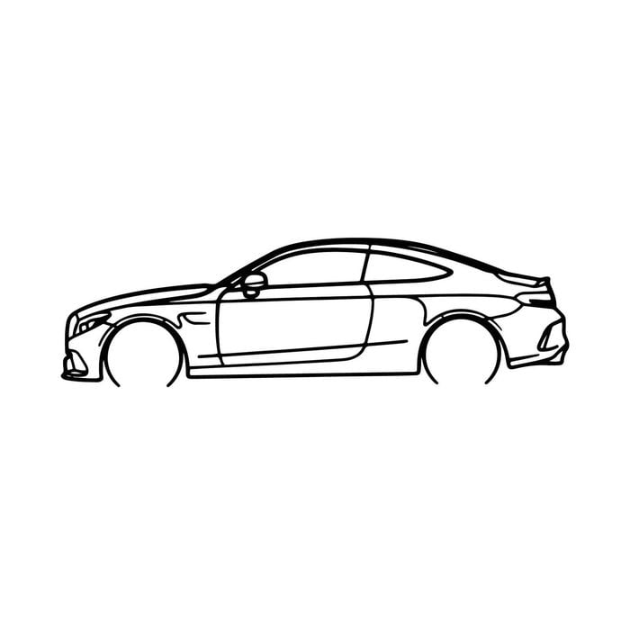 Ignite Laser Mercedes Benz C63 AMG Silhouette Metal Wall Art Coated Black 47inch/120cm
