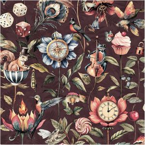 Floral Fun Animals Mulberry, Wallpaper 10.05m x 53cm Wallpaper Boutique