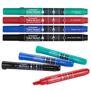 4x Crayola Take Note! Fine Line & 4x Quick-dry Chisel Tip White Board Markers
