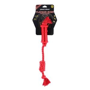 Paws & Claws Flavour-Bone Rope Tugger Beef Flavoured Rubber Toy 38X5cm Red