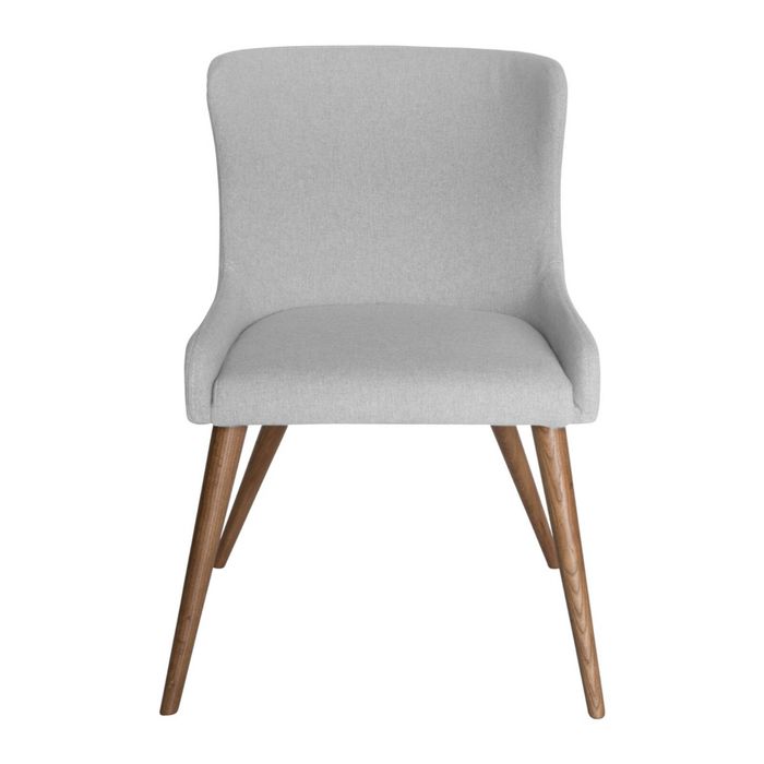 SK Designer Living | Osaka Upholstered Dining Chair | Walnut Wood Legs - Light Grey Fabric