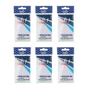 6x Jarvis Walker 6 Hook Bait Rig 12lb Main Line & 15lb Branch Line - Size 4