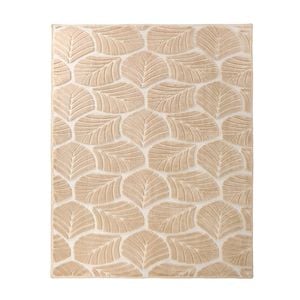 Oikiture Embossed Leaf Area Rug Jacquard Floor Carpet 240X340cm Beige