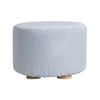 La Bella Light Blue Fabric Ottoman Round Wooden Leg Foot Stool