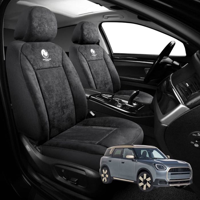 Australian Goose Edition Front Seat Covers for MINI Countryman 2024 - Current (U25) - Suede, Universal Fit - Black