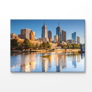 Cityscape & River View Melbourne Print 100% Australian Made 90x60cm (Stretched Canvas)