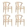 Oikiture Wooden Dining Chair Set of 4 Cafe Lounge Seat Wishbone Shaped Chair
