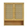 P&P Natural Wood Bamboo Wall Cabinet Double Door Bathroom Storage Unit