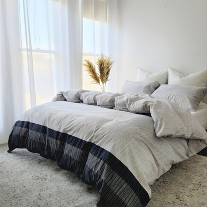 Double Quilt Cover Set – 100% Cotton – Doona Cover Set (White\Grey\Black)