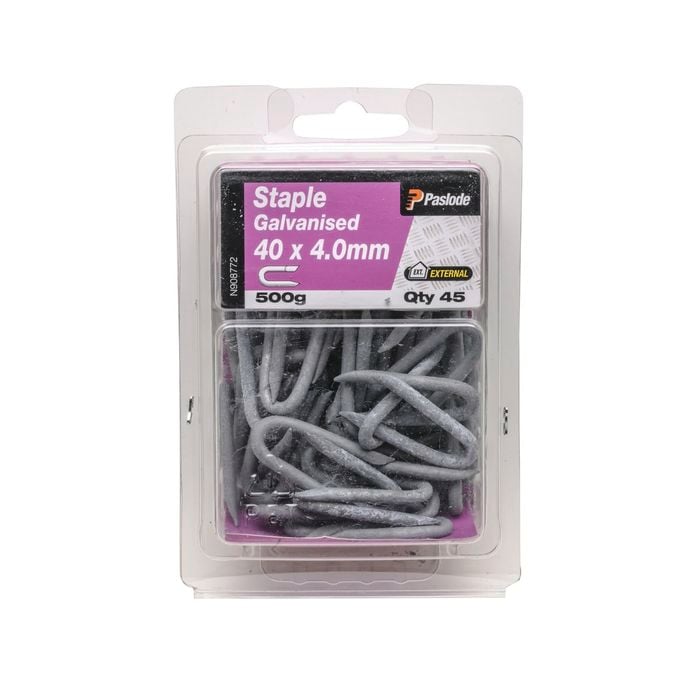 Paslode 40 x 4mm 500g Galvanised Staple Nails - 45 Pack