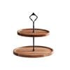 SOGA 20cm 2 Tier Brown  Round Wooden Acacia  Board