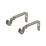 Pillar 25mm Brushed Chrome Curtain Rod Adjustable Bracket - 2 Pack