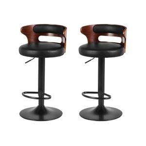 2x Bar Stools Gas Lift Faux Leather