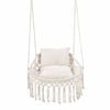 Costway Macrame Swing Chair Boho Hammock 2 Removable Cushion Beige