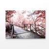 Forest Bridge With Red Autumn Trees Print 100% Australian Made 180x120cm (Stretched Canvas)