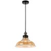 Telbix Hertel Modern Pendant Hanging Lamp Light Glass Metal Black Amber