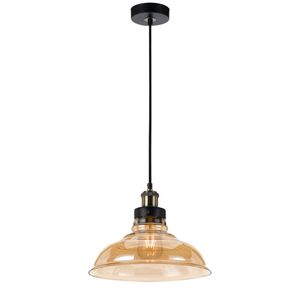 Telbix Hertel Modern Pendant Hanging Lamp Light Glass Metal Black Amber