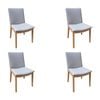 Japandi 4pc Set Leather Seat Dining Chair Pewter Grey