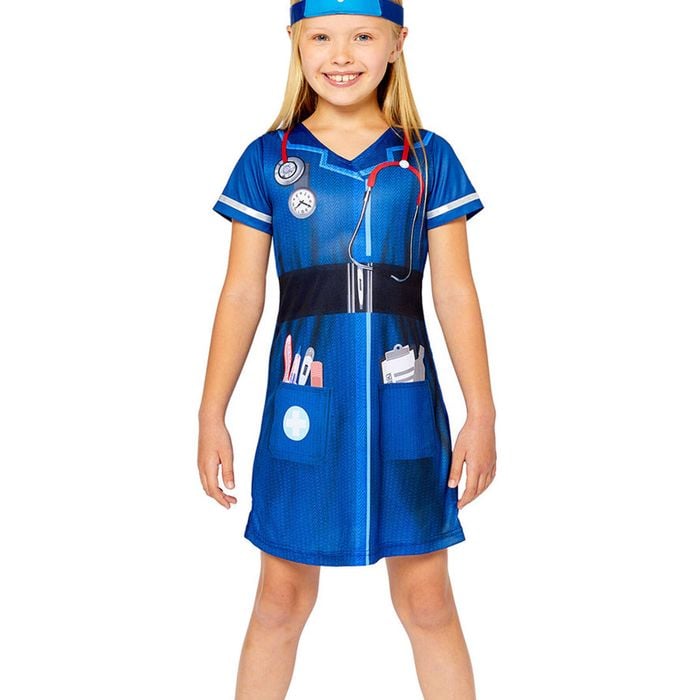 Sustainable Girls Blue Nurse Uniform Costume - 6-8