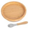 Tiny Dining Bamboo Round Baby Weaning Plate & Fork Set