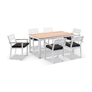 Outdoor Tuscany 6 Seater With Capri Chairs With Teak Arm Rests