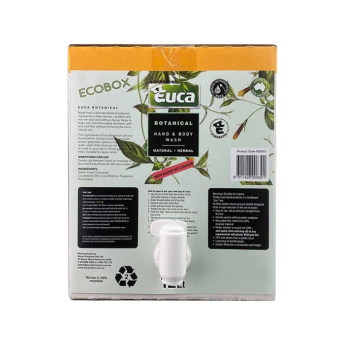 Euca 12lt Botanical Hand & Body Wash Eco Box