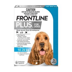 Frontline Plus Dog 10-20Kg Medium 3PK Blue  WFPDM3