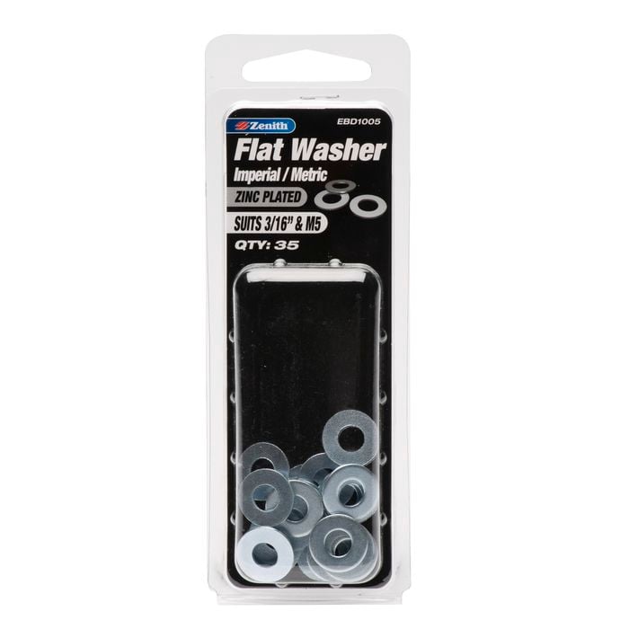 Zenith 3/16" x M5 Zinc Plated Flat Washer - 35 Pack