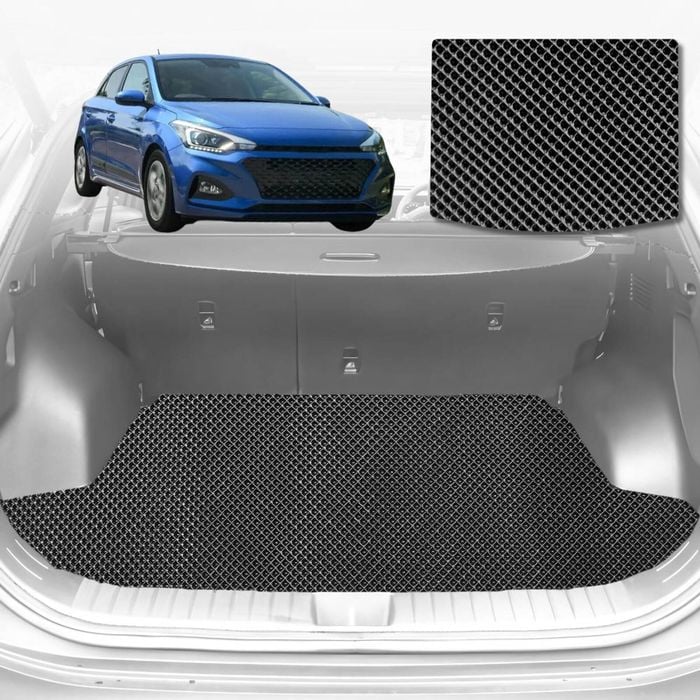 6D Diamond Car Boot Mat for Hyundai i20 (PB/PBT)2008-2015-Cargo Mat-Black-Outback GT