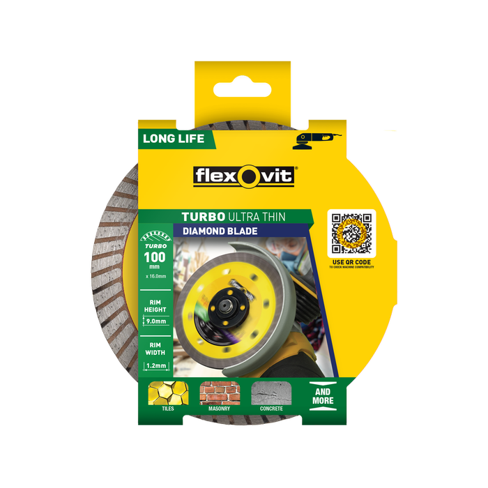 Flexovit 100 x 16 x 1.2mm Ultra-Thin Turbo Diamond Blade