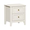 Oikiture Bedside Table 2 Drawers Metal Handle Bedroom Storage White