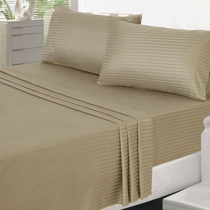 Accessorize 325TC Self-Striped Cotton Sheet Set Single Linen