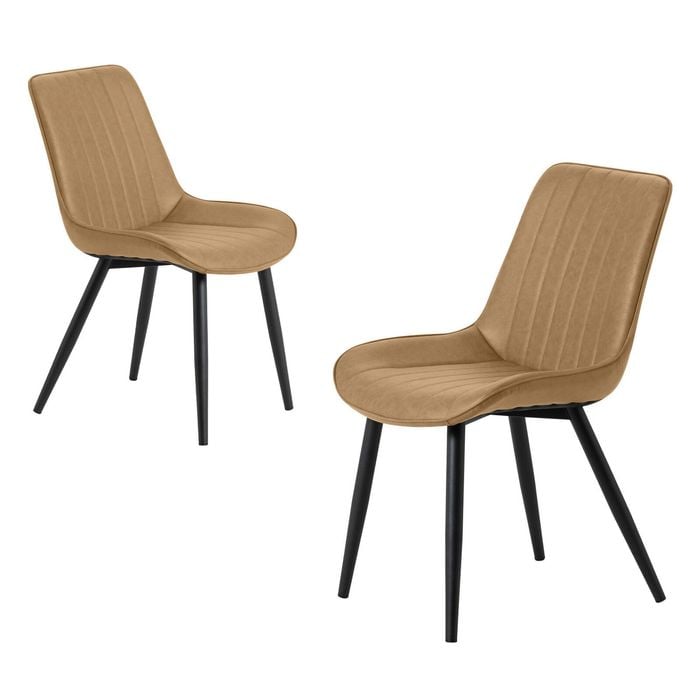 Familand Dining Chairs Set of 2 Padded Seat Kitchen Living Room Chair Faux Leather in Brown