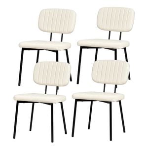 Ufurniture Dining Chairs Set of 4 Thick Cushions Seat Kitchen Chairs Reading Chair Cafe Chair White