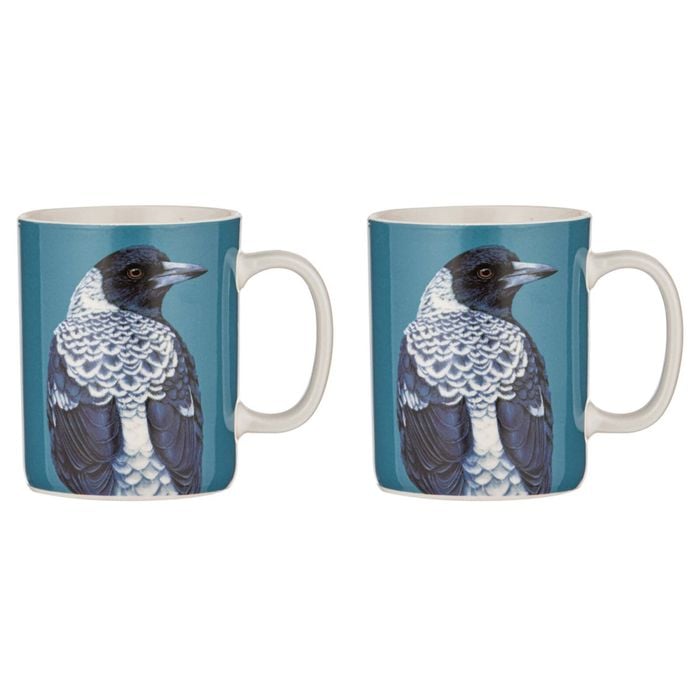 2pk Ashdene New Bone China 350ml Modern Birds Magpie Mug