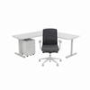 Olg Premium Corner Office Bundle: Agile Motion Plus 1800x1800 Right Sit-stand Desk + Motion Sync Chair + Tempo Pedestal White