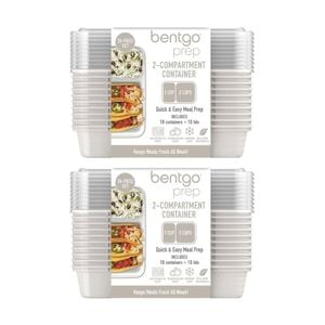 2x 10pc Bentgo Prep 2 Compartment 3 Cup Capacity Container Pack Whisper Grey